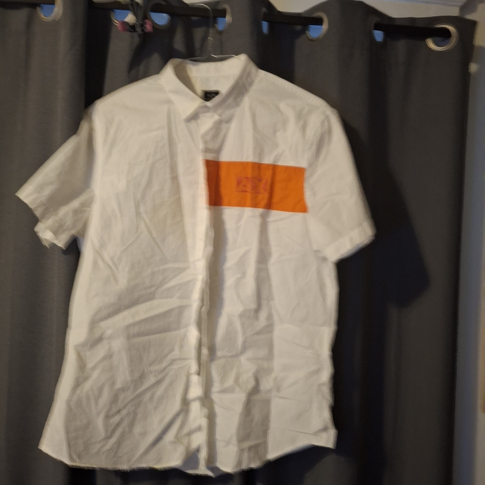 Armani Exchange White Shirt with Orange Accent